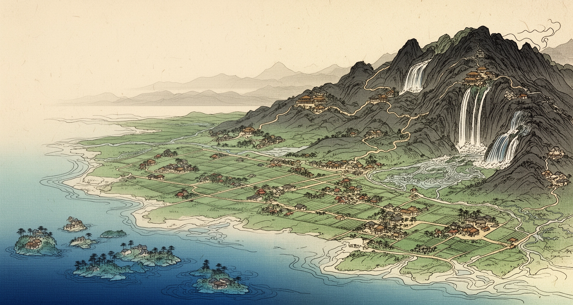 Carte des écrits — panorama ukiyo-e